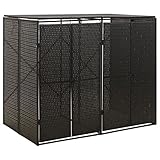 Juroupi Mülltonnenbox für 2 Tonnen Schwarz 140x80x117 cm Poly Rattan Müllbox Mülltonnenverkleidung Mülltonne Mülltonnenbox Müllcontainer Gerätebox