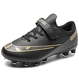 ASOCO DREAM Fußballschuhe Kinder Jungen Mädchen Low-top Stollen Spikes Cleats Outdoor Athletics Trainingsschuhe Sportliche Fussballschuhe,Schwarz,35 EU