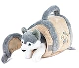 Teddys Rothenburg Kuscheltier Husky in Hundehütte 15 cm grau/beige/weiß Plüschhund Plüschtier