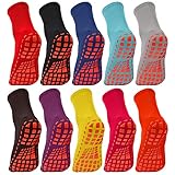 NOVAYARD 10 Paar Stoppersocken Griff Rutschfeste Socken Pilates Yoga Socken Antirutsch Haussocken für Damen Herren(Mehrere Farben,M)