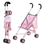 BABY born Stroller mit Tasche, faltbarer Puppenwagen mit 3-Punkt-Gurt, 62 cm Griffhöhe, 832547 Zapf Creation