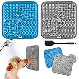 ROELLY Schleckmatte, 2er-Set, Leckmatte für Hunde Mit Silikonspatel, Slow Feeder, Hundesachen, Mit Saugnapf, BPA-Frei, Zum Baden, Füttern, Trainieren