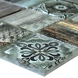 Glasmosaik Fliesen Holzoptik Makarska Braun Grün Treppenhaus Wohnzimmer Wand