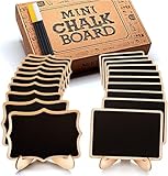 OleOletOy 20 STK. Abwischbare Mini Tafel mit Löschbar Kreidemarker - Klein Holz Kreidetafel mit Ständer- als Tischkarten Platzkarte Namensschild Preisschilder für Hochzeit, Geburtstag usw. Verwenden