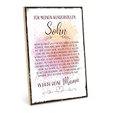 TypeStoff Holzschild mit Spruch - Für meinen wundervollen Sohn - im Vintage-Look mit Zitat als Geschenk und Dekoration zum Thema Familie - HS-01536