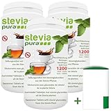 steviapura | Stevia Tabs - Nachfüllpackung - 3 x 1200 Stück (3600 Stück), Zuckerersatz in der günstigen Nachfüllpackung + GRATIS Dosierspender