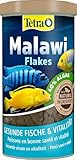 Tetra Malawi Flakes - Fischfutter in Flockenform für alle pflanzenfressenden Cichliden, 1 L Dose