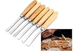 LANTRO JS 6 Stück Drechseleisen Drechselbeitel Holzschnitzwerkzeug Stemmeisen Schnitzmesser Holzmeißel Stechbeitel Set für Holz Schnitzmesser