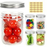 Acetiti 500ml/17 oz Einmachgläser mit Schraubdeckel, 5 Stück Mason Jars Vorratsgläser für Overnight Oats, Konservieren von Gemüse, Marmelade, Marmeladengläser mit Etiketten (500ml-Diamant)