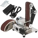 MTHHSXB Elektrische Polier-Multifunktions-Schleifbandmaschine, DIY-Messer-Apex-Kantenschärfer, Mikro-Bandschleifer für die Holzbearbeitung, Metallmesserherstellung mit 10 Schleifbändern (Motor 775)