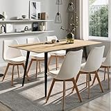 Esstisch ausziehbar, moderner Küchentisch, mit Klappverlängerung für schnelles Ausziehen von 120 cm auf 160 cm, Esszimmertisch mit Metallbeinen für 4-6 Personen, 120-160x80 cm (LxB), Eiche Hell