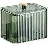 Veki Wattestäbchen Behälter mit Deckel, Transparente Wattepads Aufbewahrung, Wattestäbchen Halter für Badezimmer, Kosmetik Organizer für Wattebausch, Zahnseide, Make-up-Schwämme (Grün)