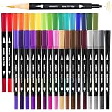 Hoenart Dual Brush Pen Set, 24 Farben Filzstifte für Erwachsene, Filzstifte Dicke und Dünne, Für Bullet Journal, Malbücher, Handlettering, Mandala stifte Malstifte