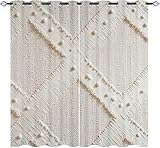 Generisch Blickdicht Vorhänge Schlafzimmer 2 Stücke H214 x B91.5 cm Strukturmuster Aus Baumwolle und Leinen Verdunkelungsvorhang mit Ösen Weiß Waschmaschinenfest Anti Fade Vorhänge für Wohnzimmer