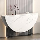 Runder Küchentisch mit Blättern – platzsparender, klappbarer Esstisch mit Rollen für Küche, Büro und Abendessen, vielseitiger zusammenklappbarer Ausziehtisch