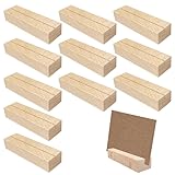 Uootach 12 Stück Kartenhalter Holz, 7cm Rechteck Menükartenhalter aus Buchenholz, Positionskartenhalter, Namensschild-Fotohalter, Fotoclip, Positionshalter aus Holz, für Hochzeiten, Restaurants