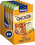 Vitakraft Pure Chicken Bonas, Hundeleckerli, Kaustangen mit Hühnchen und Käse, Hunde Trainingsleckerli, ohne Zusatz von Zucker (7x 80g)