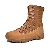 Braune Militärstiefel für Herren, Wildleder, Outdoor, rutschfest, taktische Stiefel, Schnürung, Plateau, High-Top-Wanderschuhe, braun, 42 1/3 EU