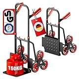 ATHLON TOOLS Treppensteiger-Sackkarre klappbar 150kg – Stahlrahmen mit TPR-Rädern, große Räder leichtgängig & stoßarm, platzsparend zusammenklappbar, Modell 2025, GS geprüft
