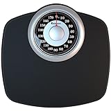 Adamson A25 Personenwaage – bis zu 180 kg – 5,3 Zoll Zifferblatt auf 31 x 30 cm großer Plattform – Rutschfeste Gummioberfläche – Hochpräzise analoge Personenwaage – Langlebig mit 20 Jahren Garantie