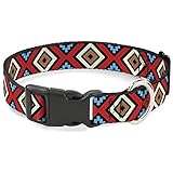 Buckle-Down 22,9–38,1 cm geometric1 schwarz/rot/Hellbraun/braun/Baby Blau Kunststoff Clip Kragen, schmale groß