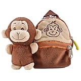 Kögler 75781 - Friends2Go, Plüsch Äffchen Rocky im Plüsch-Rucksack, ca. 12,5 cm groß, niedliches Plüschtier im praktischen Rucksack