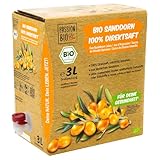 Bio Sanddorn Direktsaft, 3 Liter - aus deutschem Anbau - Sanddornsaft aus 100% Sanddornbeeren - Veganer Sanddorn Saft als natürliche Vitamin C Quelle, ohne Zuckerzusatz, ohne Süßstoffe (lt. Gesetz)