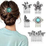 6 Stück Schmetterlings Einsteckkamm,Mabor Strass Steckkamm Haare Haarkamme zum Stecken French Comb Zinklegierung Haarkamm für Frauen mit dünnem und dickem Haar(6 Stile,6 Größen)