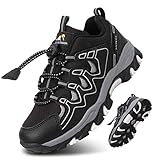 UOVO Turnschuhe Jungen Wasserdicht Wanderschuhe Sneakers Kinder Trekking Schuhe Outdoor Sportschuhe Laufschuhe Schwarz 38
