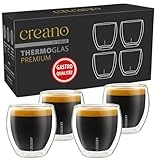 Creano PREMIUM doppelwandige Espressogläser 100ml - 4er Set - Gastronomie Qualität - 100% Spülmaschinenfest -Thermoglas - Doppelwandglas - NEUHEIT 2024