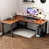 L-förmiger Home-Office-Schreibtisch mit Holzoberfläche, stabiler Gaming-Eckschreibtisch für zwei Arbeitsplätze, einfache Montage, Computertisch für Schlafzimmer und Arbeitszimmer