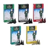 Crottendorfer Räucherkerzen 5er Pack Mix: Weihrauch, Tannenduft, Sandelholz, Waldhonig & Waldmoos - Für Räuchermännchen, Räucherhäuschen & Räucherhaus – ca. 15 Min. Brenndauer pro Räucherkegel