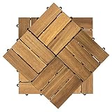 YUENFONG Holzfliesen Bodenfliese Balkon Terrassenfliesen Akazien-Holz Balkonfliesen Klickfliese, 30 x 30 cm Jedes Stück (5m², 55 Stück, Model B)