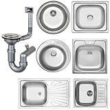 Edelstahlspüle Ø 51 cm Einbauspüle Spüle Küchenspüle inkl. Siphon