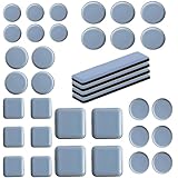Powerruif 36 Stück Teflongleiter Selbstklebend, PTFE Möbelgleiter Teflon Rund&Quadratisch Selbstklebend Gleiter-Gleitbrett Möbelgleiter-Set Effektiver Schutz Ihrer Möbel Stühle Böden