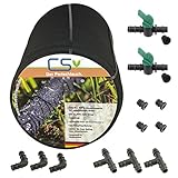 50m CS Perlschlauch drucklos mit Anschluss - Set S6 für die Drucklose Bewässerung im Garten