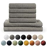 Blumtal Premium Frottier Handtücher Set 4 teilig 100% Baumwolle - Oeko-TEX zertifiziertes Badetuch 2X (70x140 cm) + Towel 4X (50x100 cm) - Ultra saugstarkes Frottiertücher Set - Handtücher Grau