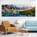 Leinwandbilder Berge Landschaft Natur,Moderne Panorama Bilder Groß XXL Schlafzimmer Wohnzimmer Wanddekoration Wandbild-Sonnenuntergang Meer Strand,Rahmenlos (C, 40x120cm, Ungerahmt)