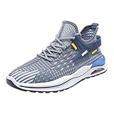 Xbemkste Herren Sneaker Atmungsaktiv Strick Mesh Sportschuhe Laufschuhe Turnschuhe Bequeme Walkingschuhe Straßenlaufschuhe Leichte Outdoor Fitness Schuhe Freizeitschuhe (Blue, 42)