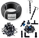 Tropfschlauch 100 m + 87 Teile Set – Mikrobewässerungssystem für Garten, Beete, Hecken & Gewächshaus – Tropfbewässerung 33 cm Abstand, einfach & sparsam