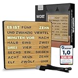 Bada Bing LED Wortuhr Bambus mit Deutscher Wort Anzeige - edle Tischuhr 3 stufig dimmbar USB Kabel - Wanduhr modern hochwertig lautlos zum Aufstellen/Aufhängen - Deko Geschenk Männer Büro Weihnachten
