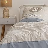 Anker Bettwäsche (2 - teilig 155x220) Küstenkind Bettwäsche-Set 80x80 + 155x220 cm in Übergröße