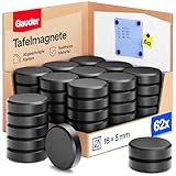 GAUDER Magnete für Magnettafel - Starke Tafelmagnete für Whiteboard, Pinnwand, Kühlschrank & Büro - Runde, Schwarze Kühlschrankmagnete mit hoher Haftkraft (62 Stück - 18 x 5 mm)