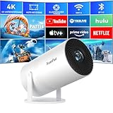 [Netflix-zertifizierter & Electric Focus] XuanPad Beamer 1080P Mini Beamer mit WiFi & Bluetooth Projektor mit 210° drehbarer Stand, Automatische Trapezkorrektur, Staubfilter & Wärmeableitungssystem