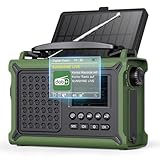 ROCAM Tragbares DAB+ Radio mit Bluetooth, 12000mAh Kurbelradio mit 8500mm² Solarpanel & 650mA Kurbel, DAB/UKW Digitalradio mit 2,4' Farbdisplay, 80 Sender, LED-Taschenlampe, USB,SOS, IPX6 für Notfälle