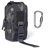 Taktische MOLLE-Tasche – 1000D Nylon EDC-Organizer, kompakte Gürteltasche für Outdoor-Ausrüstung, Wander- und Camping-Zubehör mit Bonus-Karabiner (schwarze Tarnfarbe)