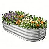TATAANTY Verzinktes Hochbeet für den Außenbereich, 10,2 x 5,1 x 2,4 m, langlebiges Metall-Gemüse-Pflanzbehälter-Set – ovaler Pflanzkasten für Gartenarbeit, Blumenkasten