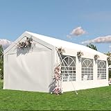 TRIUMPHKEY Pavillon 3x6, Partyzelt 3x6 Wasserdicht Stabil Winterfest, Gartenzelt UV-Schutz 50+ Festzelt,Winterfest Pavillon mit 560g/m² PE-Plane, Party Zelt für Partys Hausparty Hochzeiten, Weiß