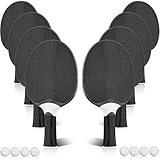 Junkin 8-teiliges Tischtennisschläger-Set, professionelles Schläger-Set, tragbare Verbundgummi-Tischtennisschläger mit 8 Bällen für drinnen und draußen (Schwarz)