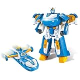 Super Wings 3-in-1 World Aircraft Verwandelnder Roboter mit Licht- und Soundeffekten, mit einem 2''Transformator-Roboter Jett, Transformable Spielzeug für Mädchen und Jungen ab 3 Jahren, blau